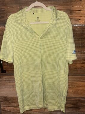 adidas Men’s Light Green Micro-Check Polo